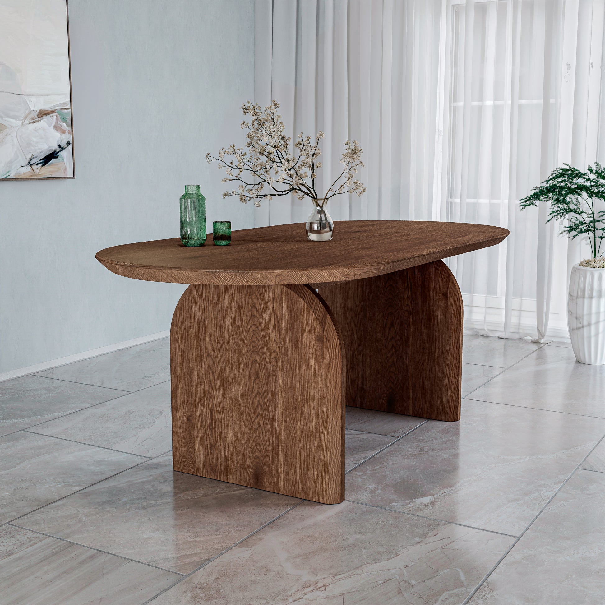 שולחן פינת אוכל מודרני דגם ליברה - צבע אגוז