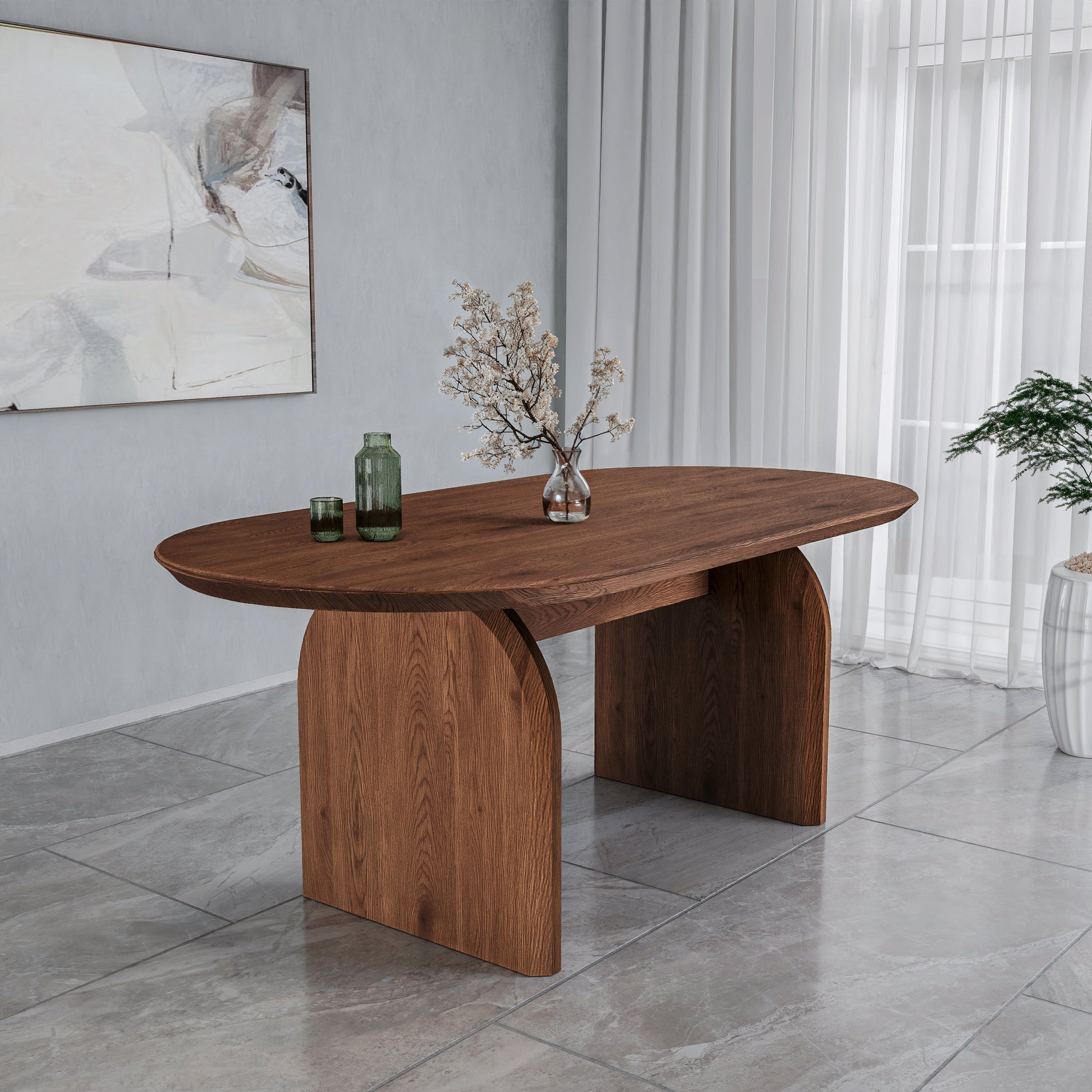 שולחן פינת אוכל מודרני דגם ליברה - צבע אגוז