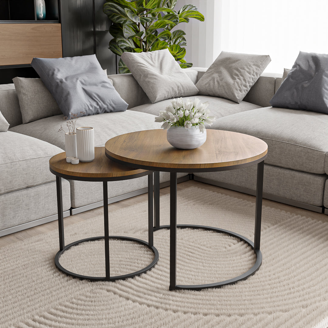 סט שולחנות סלון עגולים מודרנים