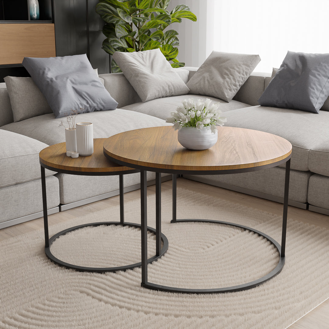 סט שולחנות סלון עגולים מודרנים