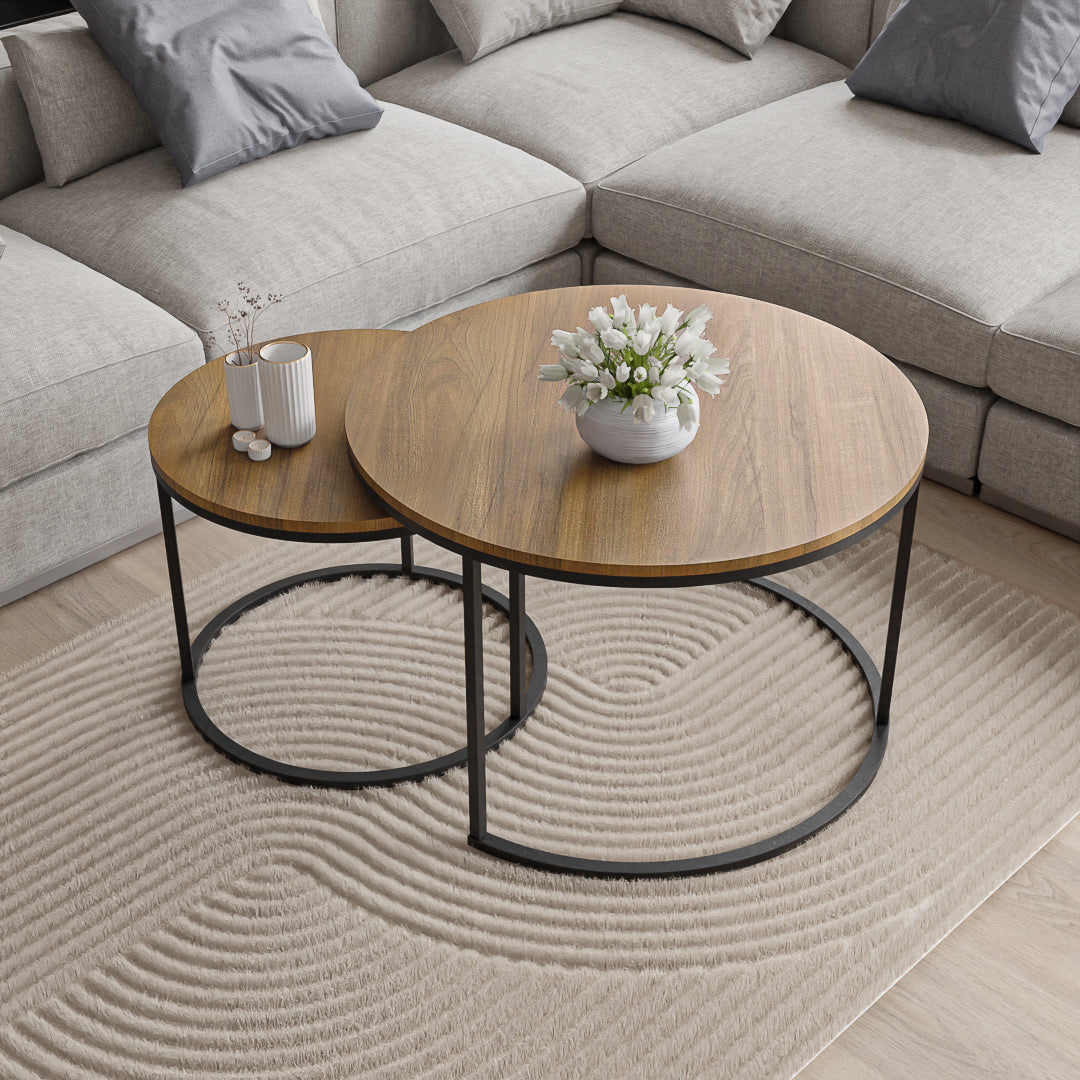 סט שולחנות סלון עגולים מודרנים 50+70