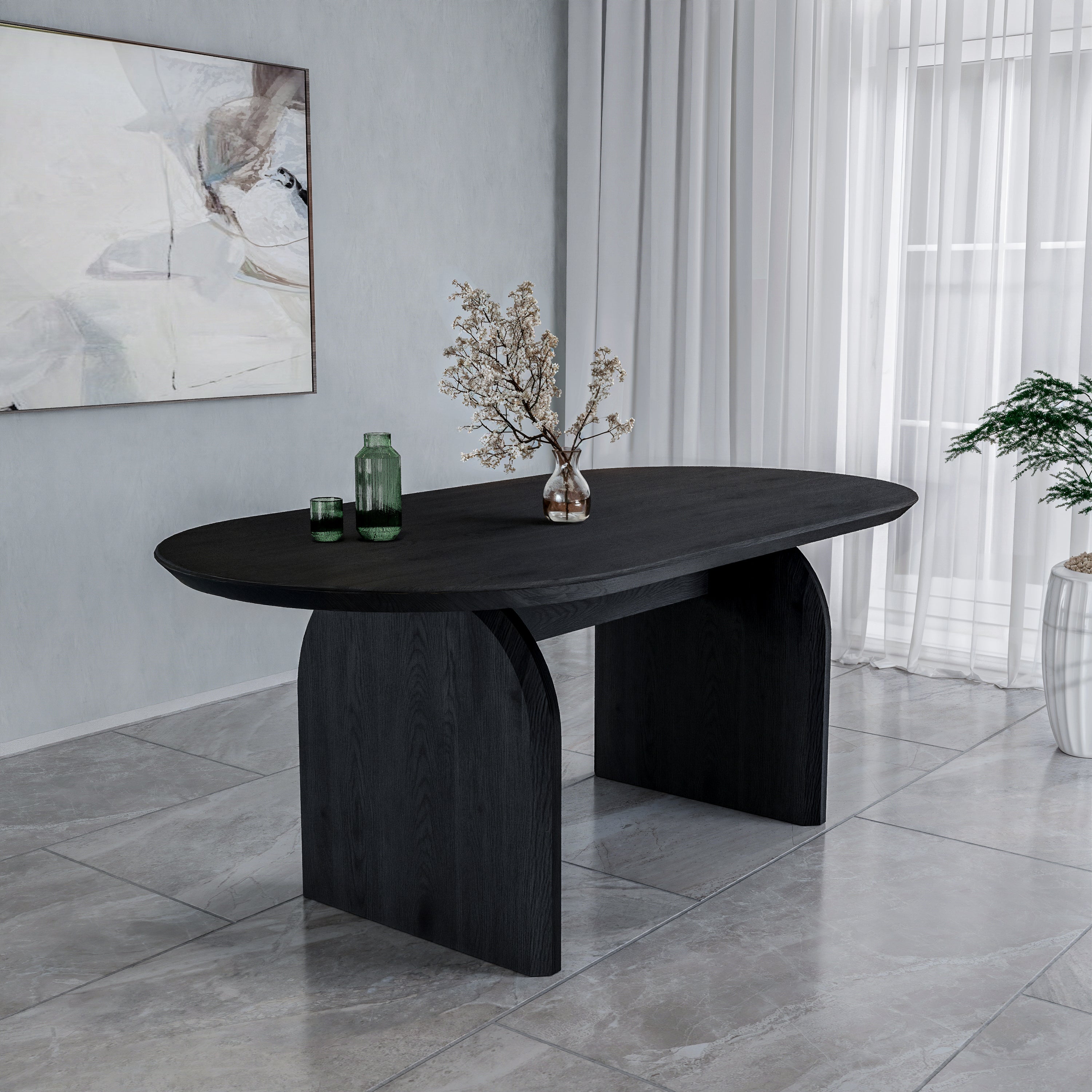 שולחן פינת אוכל מודרני דגם ליברה - צבע שחור