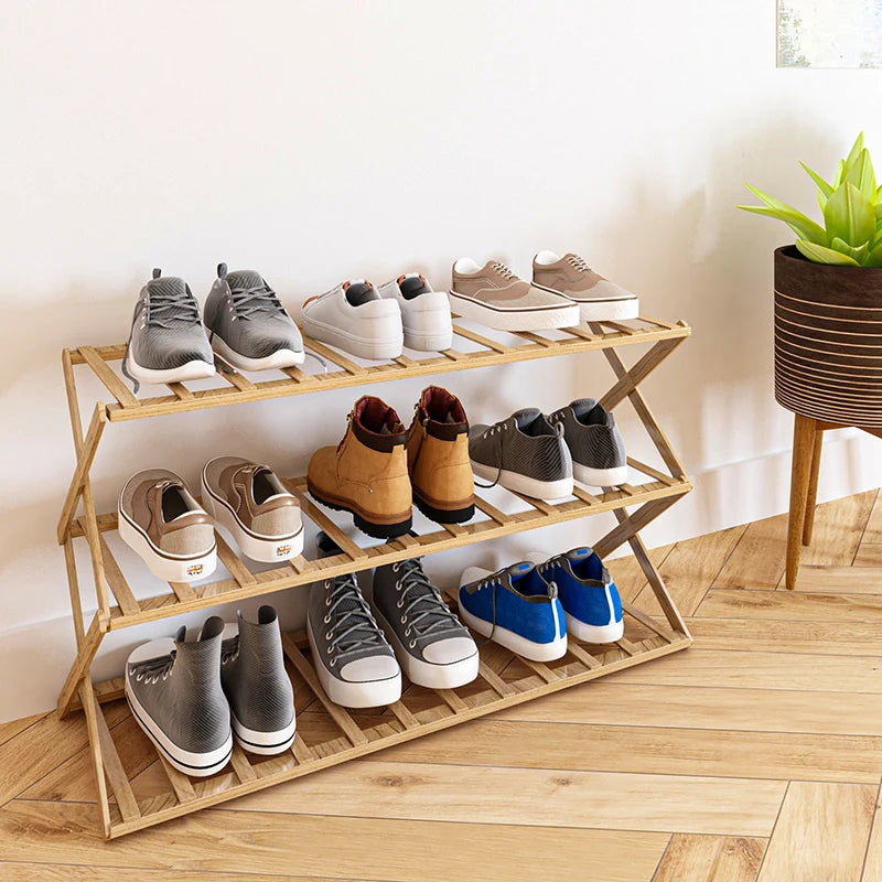 ארון נעליים מבמבוק מתקפל 3 קומות