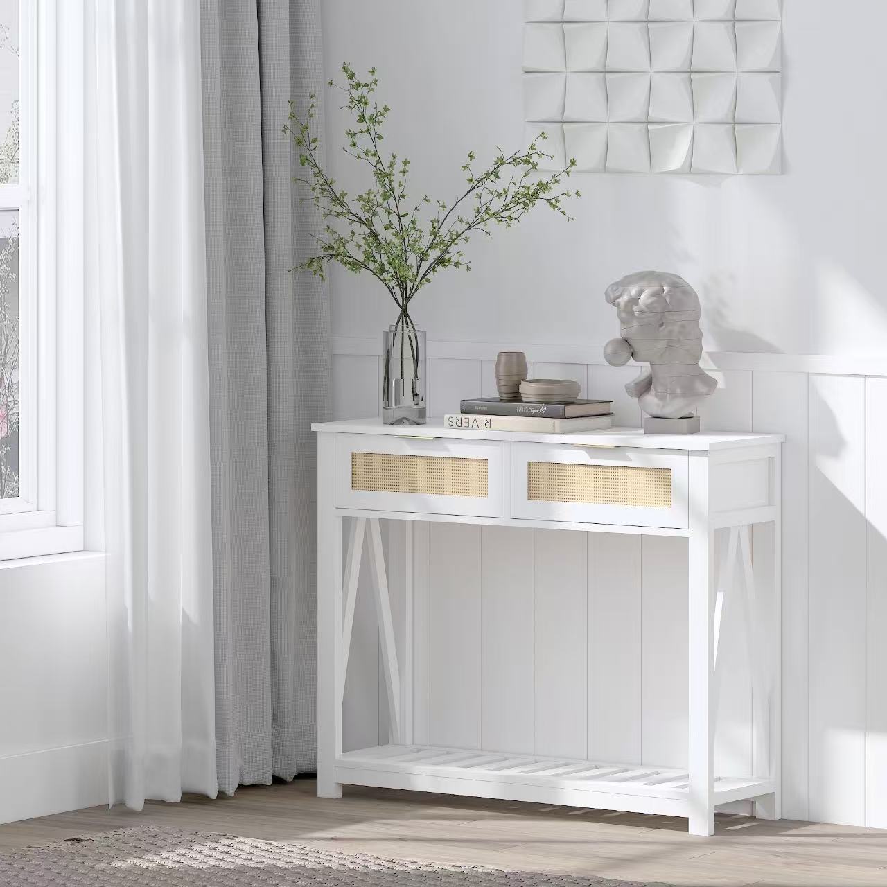 קונסולת כניסה מעוצבת דגם אליס - לבן