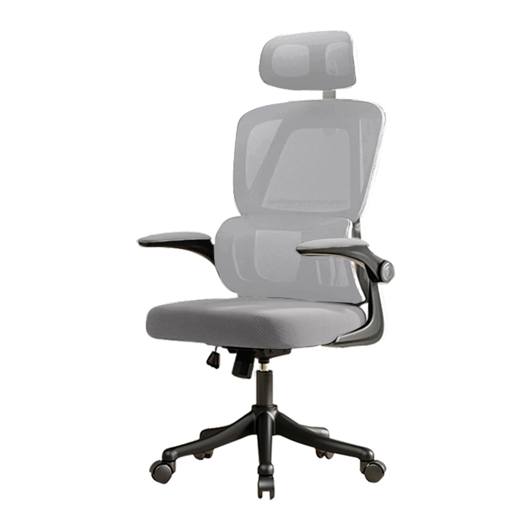 כסא מנהלים פרימיום עם כרית תמיכה ומשענת ראש בצבע אפור\שחור - דגם אלפא