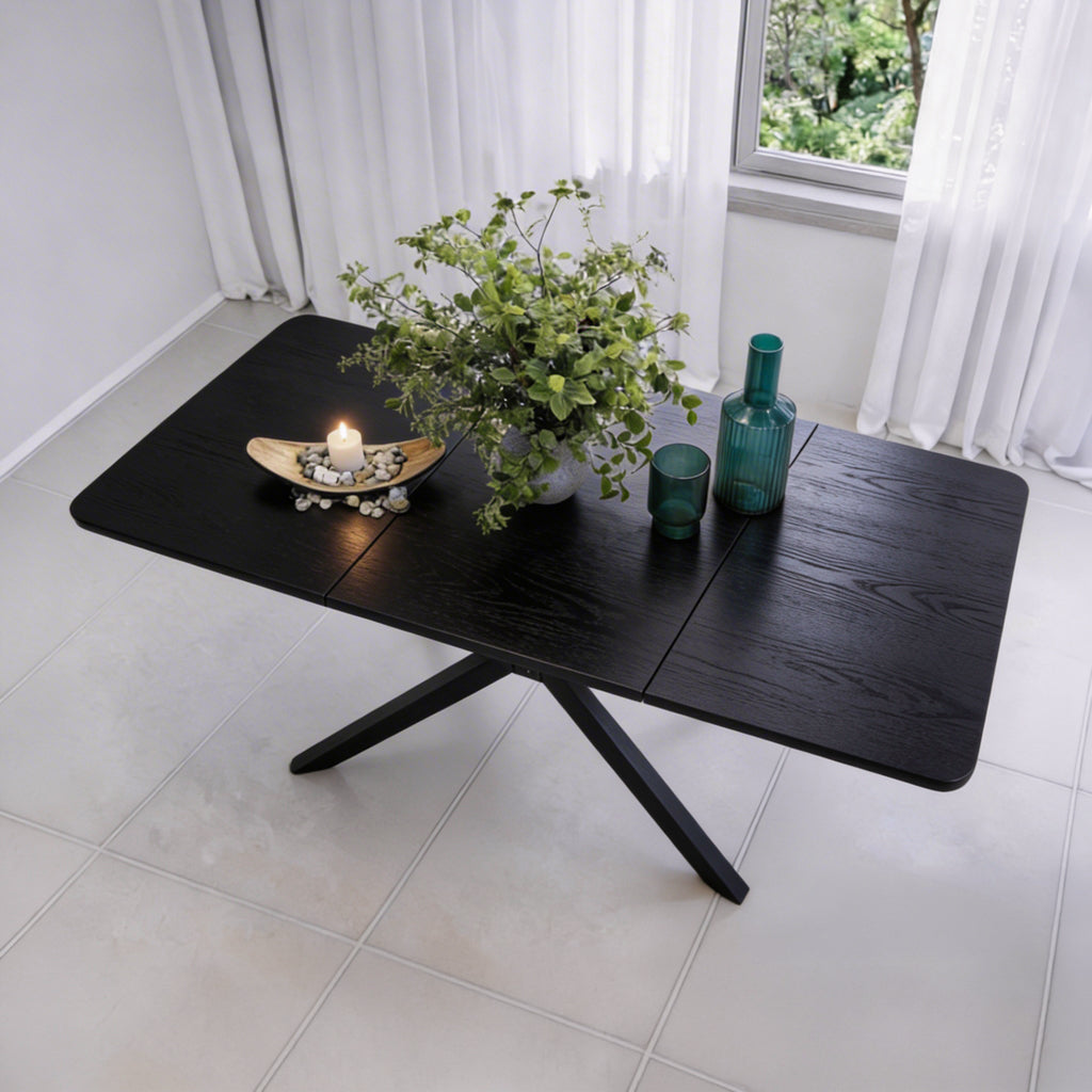 שולחן פינת אוכל נפתח דגם גאיה - צבע שחור