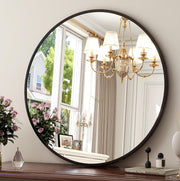 מראה עגולה שחורה מסגרת בצבע שחור - קוטר 60 ס"מ